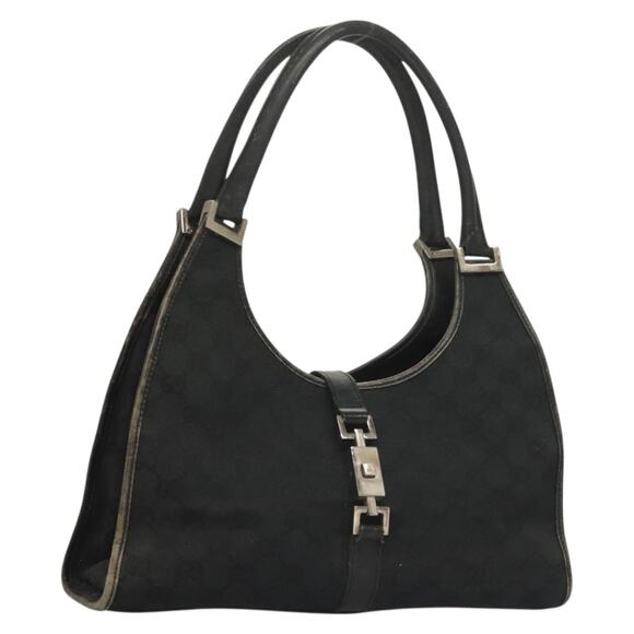 GUCCI GG Canvas Jackie Hand Bag Black Silver 002 1066 002 1066 - Picture 1 of 16